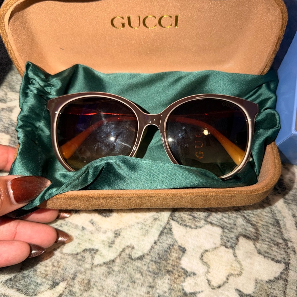 Gucci Brown Gradient Lens Sunglasses with Gold Accents